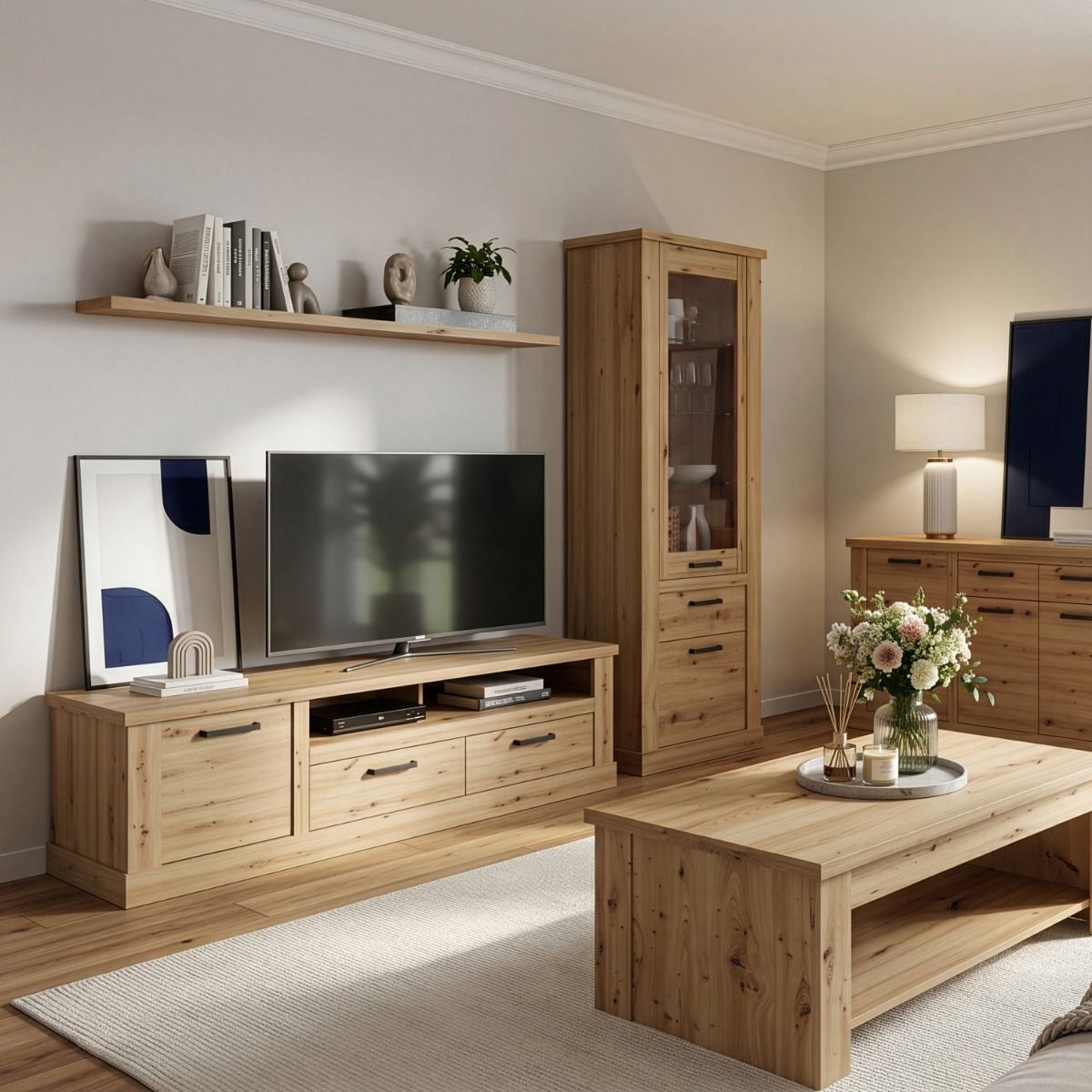 Corona 2 Drawer 1 Door TV Unit in Artisan Brown