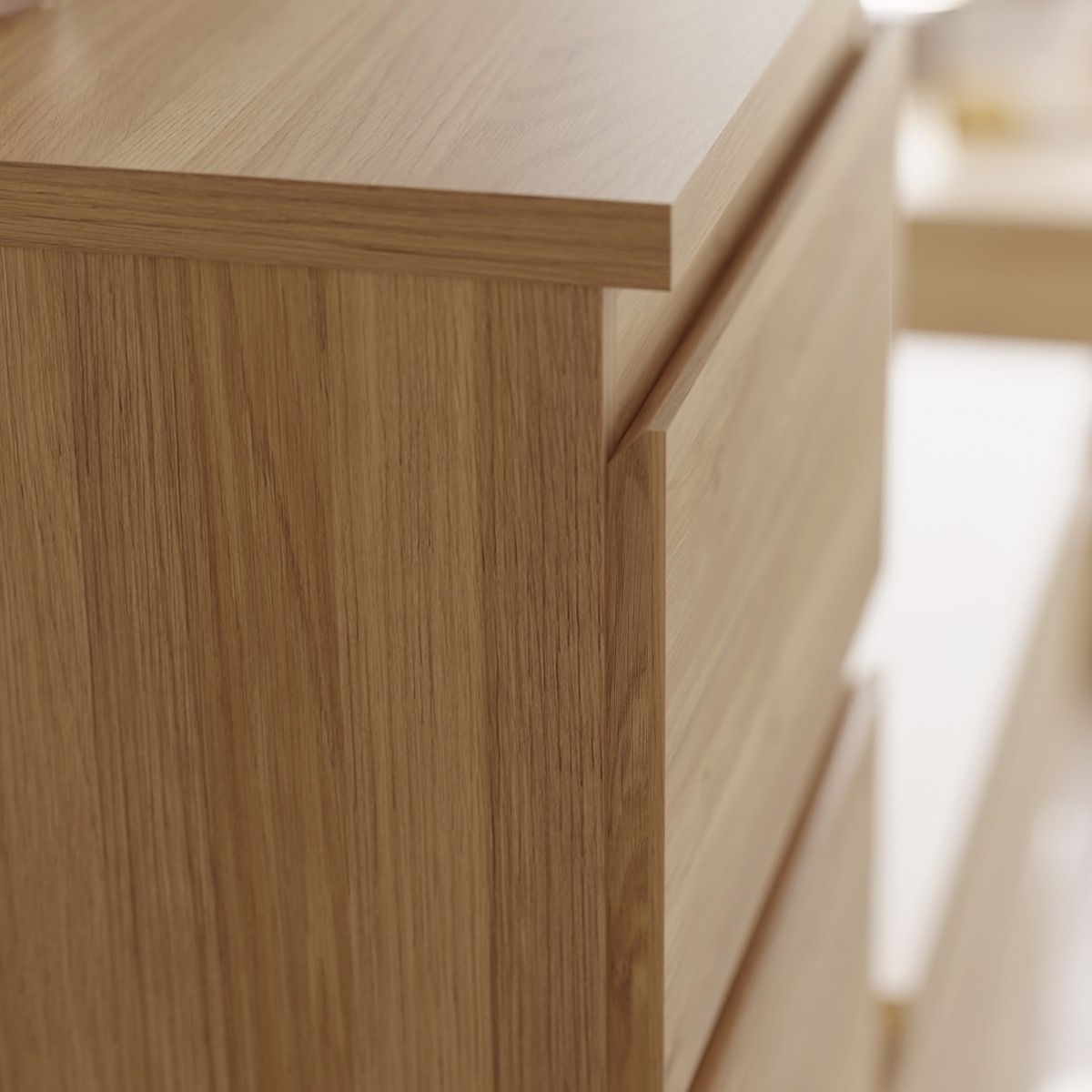 Edmore 3 Drawer Bedside Table in Mauvella Brown