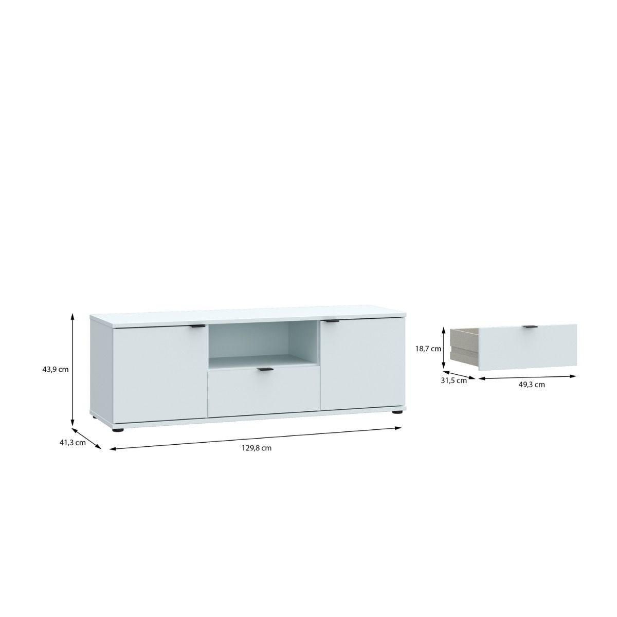 Ganymede Wide TV Unit with Open Shelf, Drawer & 2 Doors