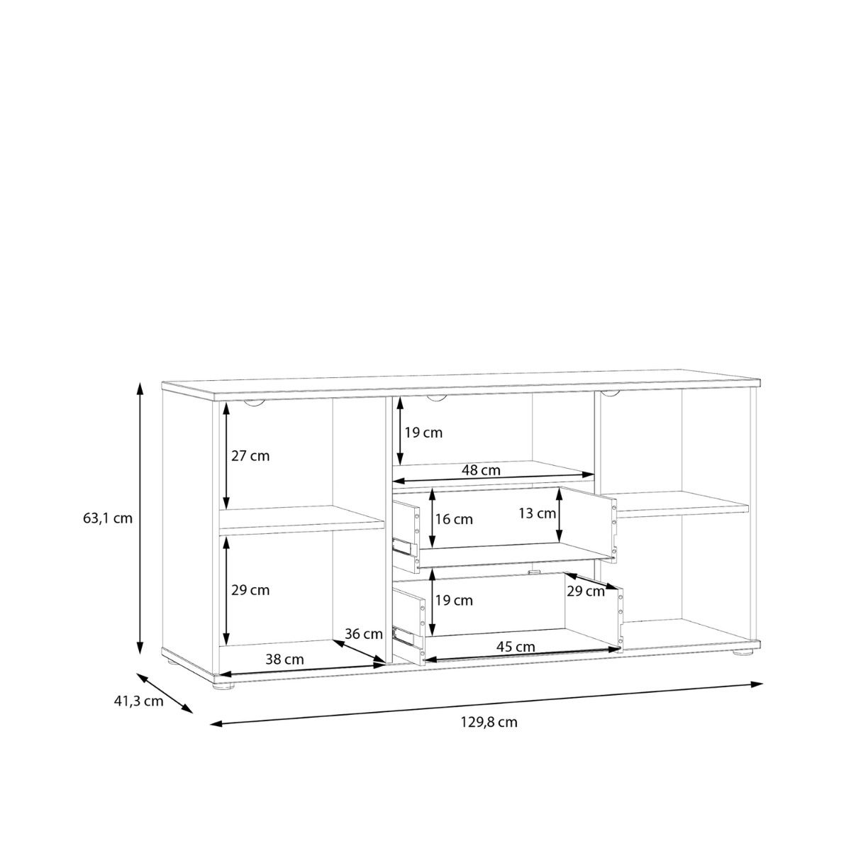 Ganymede TV Unit with Open Shelf, Drawer & 2 Doors