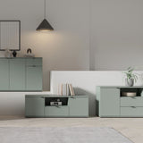 Ganymede Wide TV Unit with Open Shelving, 2 Drawers & 2 Doors