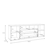 Ganymede Wide TV Unit with Open Shelving, 2 Drawers & 2 Doors