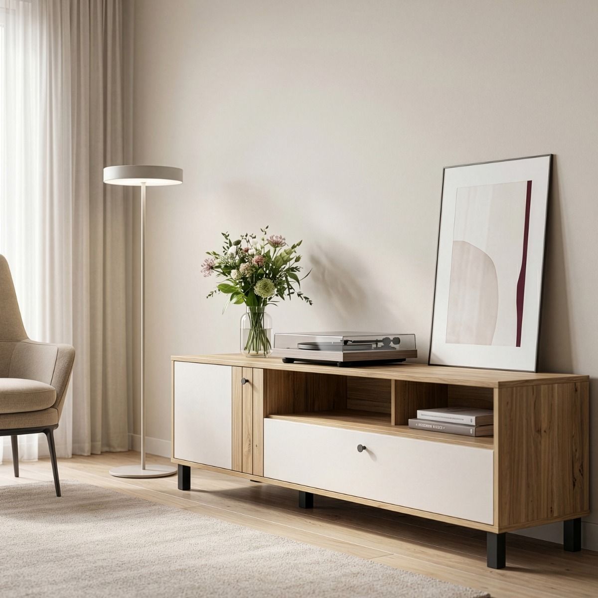 Grafton TV Unit in Cream and Brown