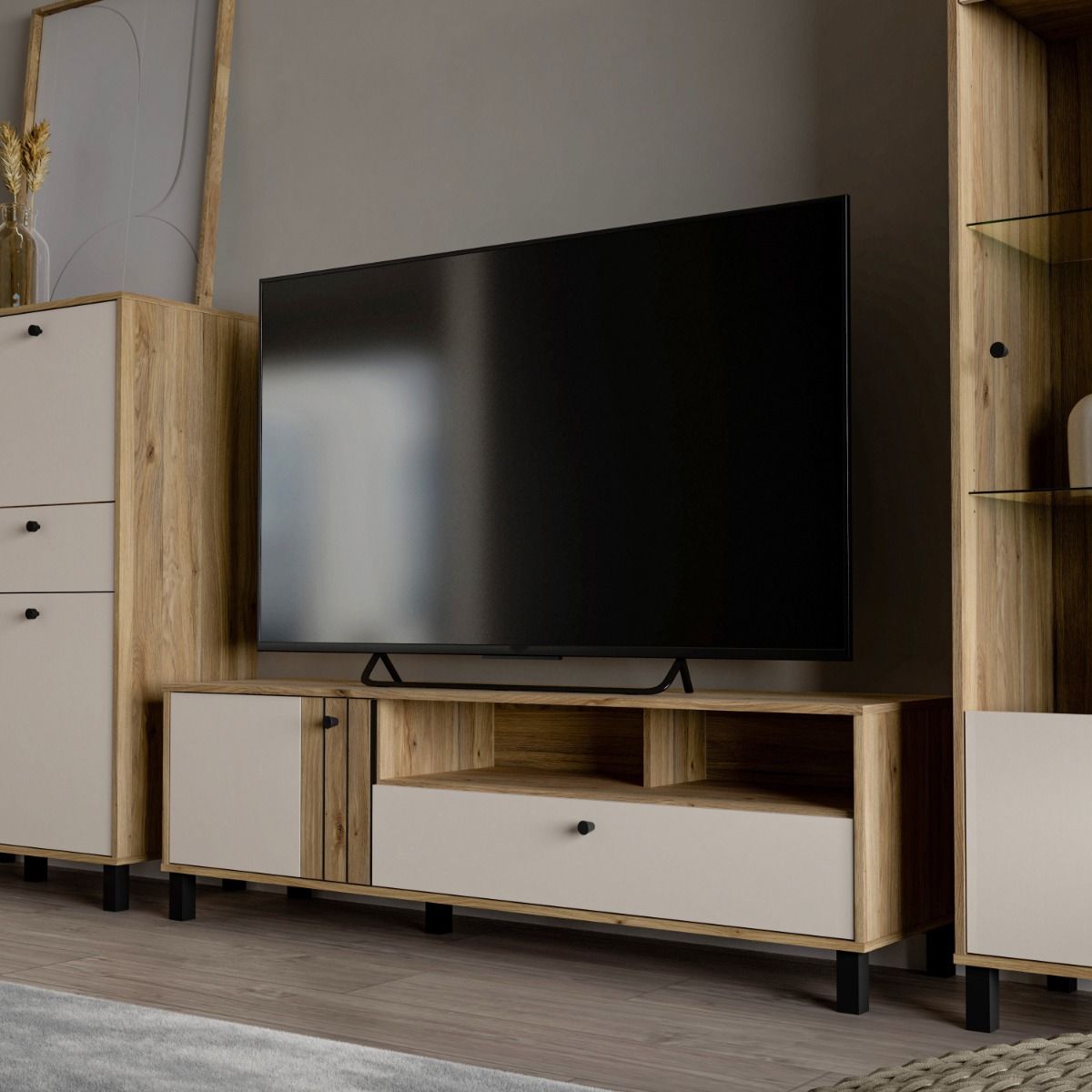Grafton TV Unit in Cream and Brown