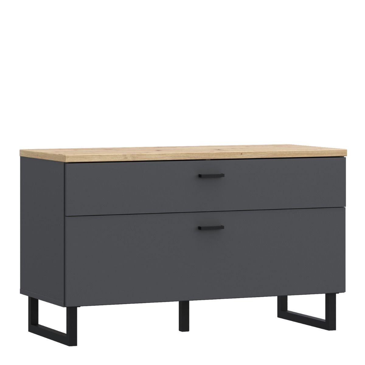 Klara TV Unit with 1 Drawer 1 Flip Door in Grey and Brown