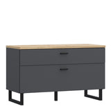 Klara TV Unit with 1 Drawer 1 Flip Door in Grey and Brown