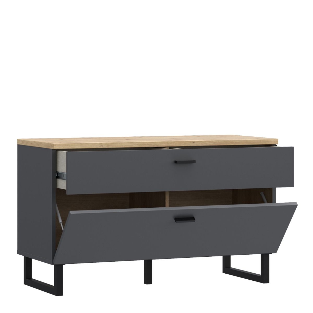 Klara TV Unit with 1 Drawer 1 Flip Door in Grey and Brown