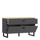 Klara TV Unit with 1 Drawer 1 Flip Door in Grey and Brown