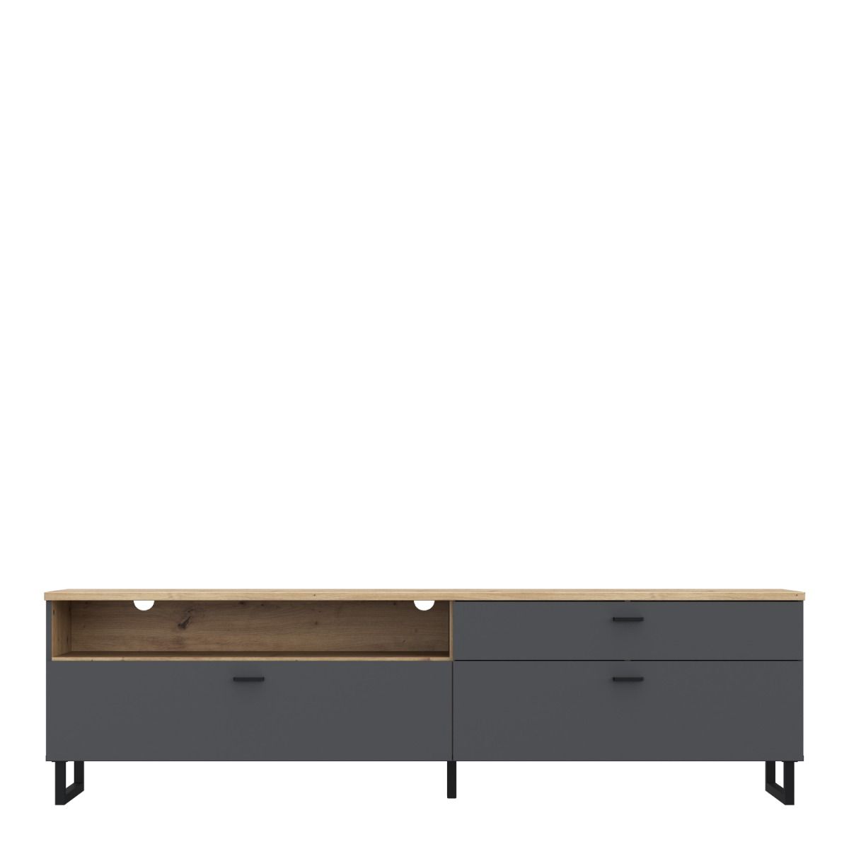 Klara TV Unit with 1 Drawer 2 Flip Doors in Grey and Brown