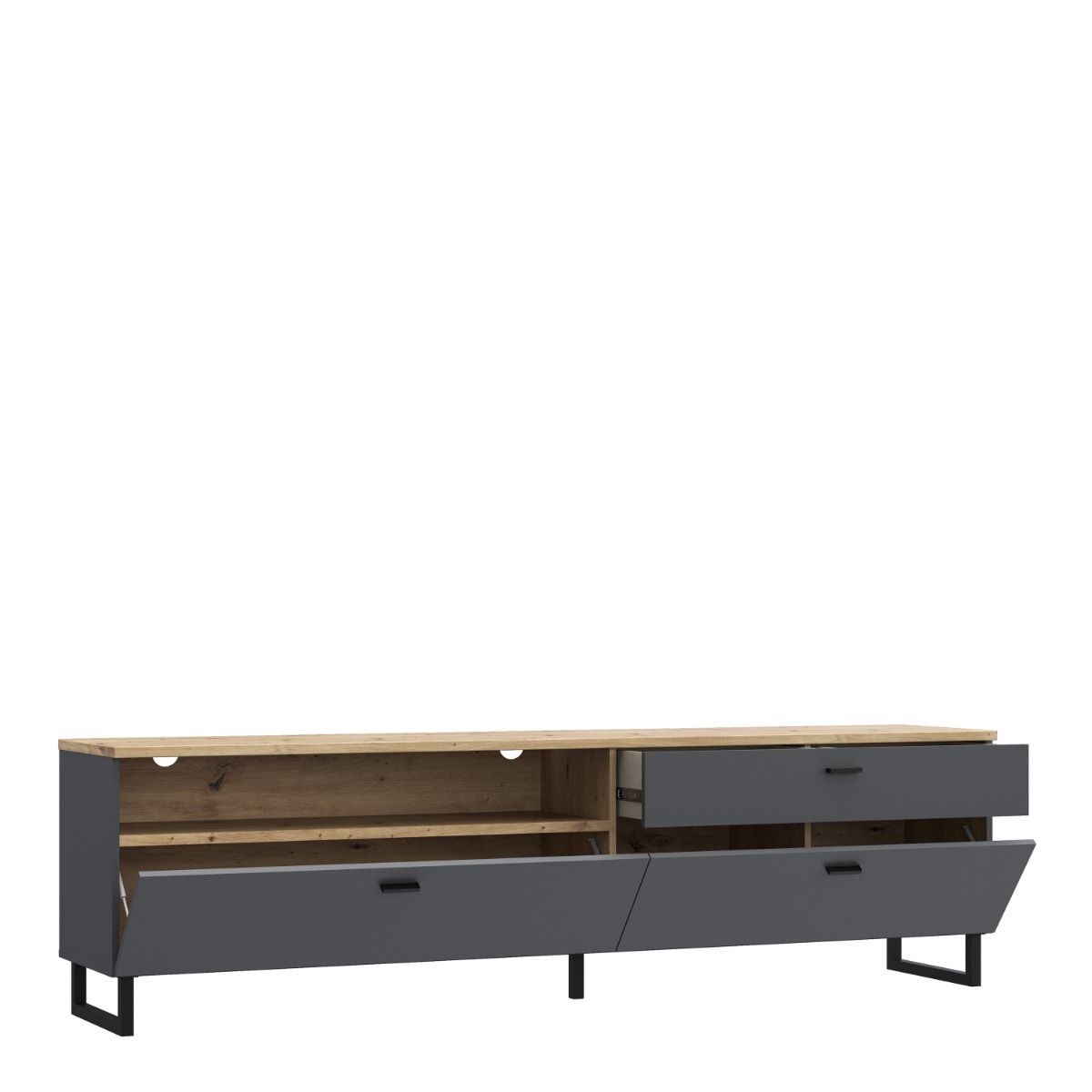 Klara TV Unit with 1 Drawer 2 Flip Doors in Grey and Brown