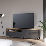 Klara TV Unit with 1 Drawer 2 Flip Doors in Grey and Brown