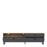 Klara TV Unit with 1 Drawer 2 Flip Doors in Grey and Brown inc LED Lighting
