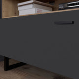 Klara TV Unit with 1 Drawer 2 Flip Doors in Grey and Brown inc LED Lighting