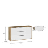 Orkney 3 Drawer Sideboard with 2 Doors in Brown and White Gloss