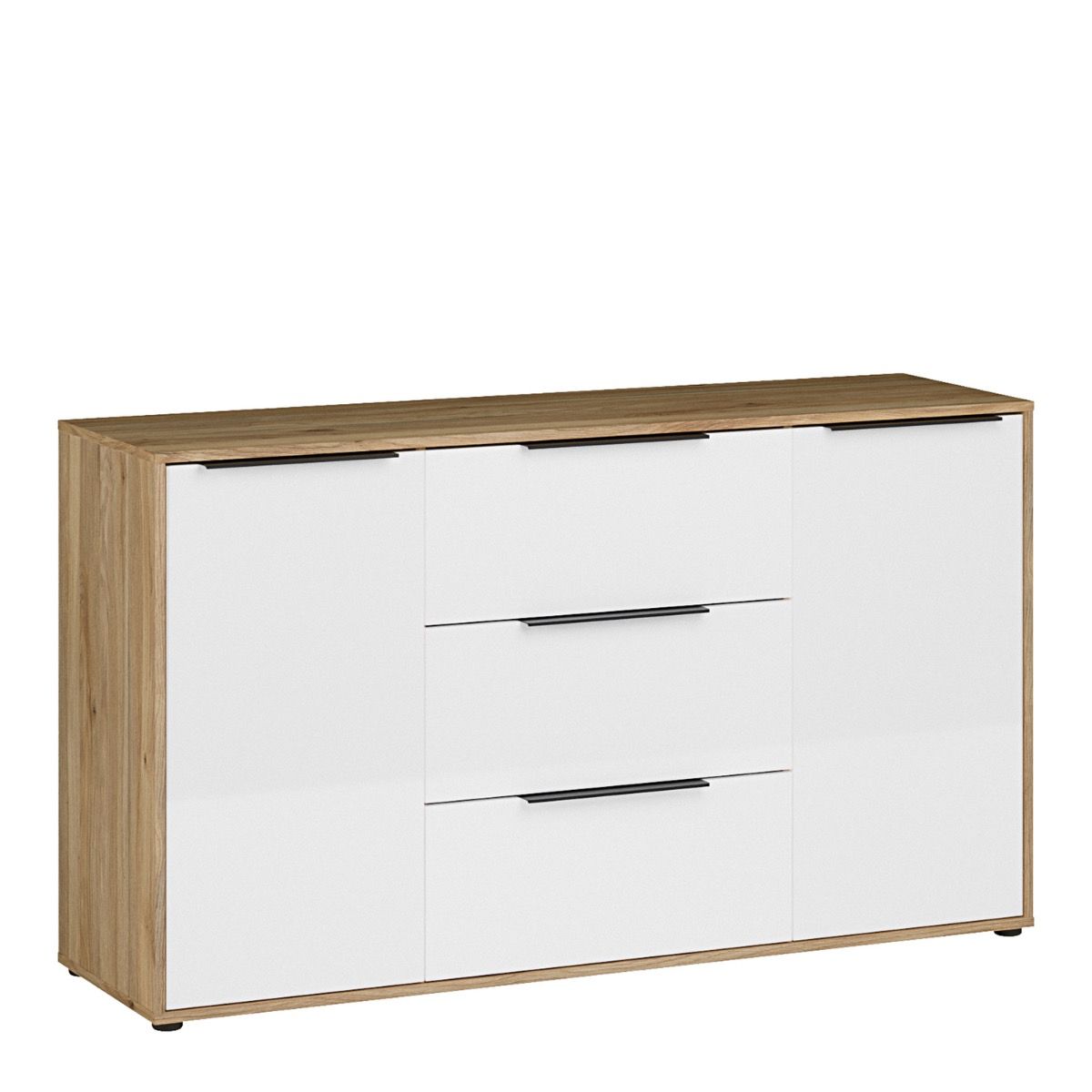 Orkney 3 Drawer Sideboard with 2 Doors in Brown and White Gloss