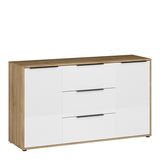Orkney 3 Drawer Sideboard with 2 Doors in Brown and White Gloss