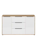 Orkney 3 Drawer Sideboard with 2 Doors in Brown and White Gloss