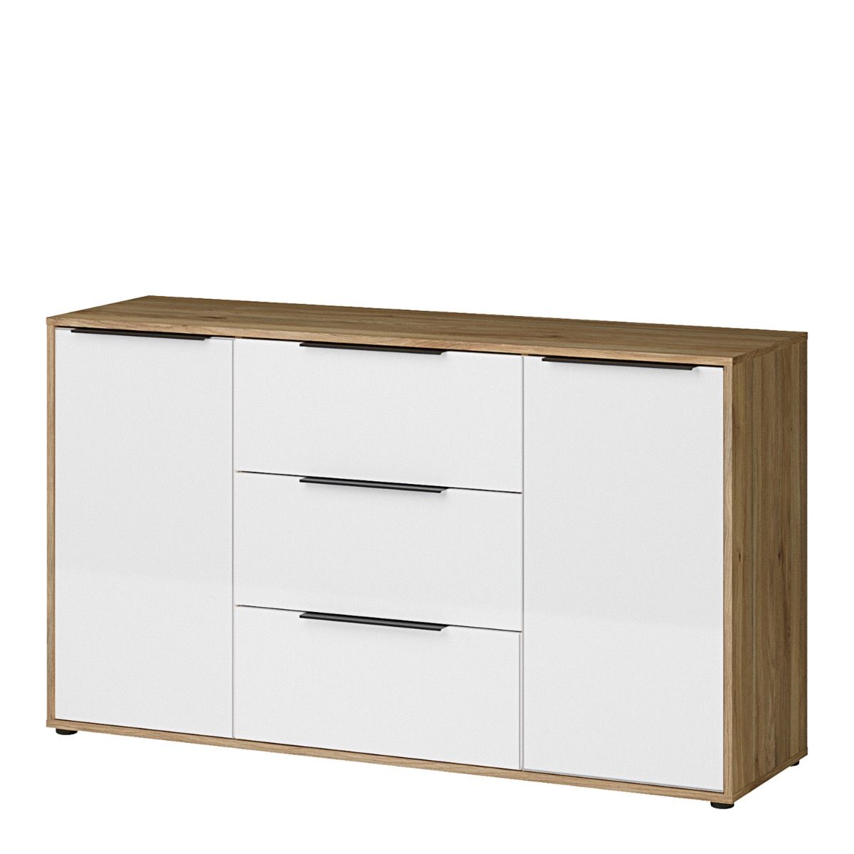 Orkney 3 Drawer Sideboard with 2 Doors in Brown and White Gloss