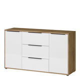 Orkney 3 Drawer Sideboard with 2 Doors in Brown and White Gloss
