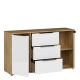 Orkney 3 Drawer Sideboard with 2 Doors in Brown and White Gloss
