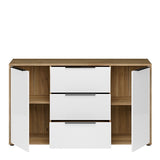 Orkney 3 Drawer Sideboard with 2 Doors in Brown and White Gloss