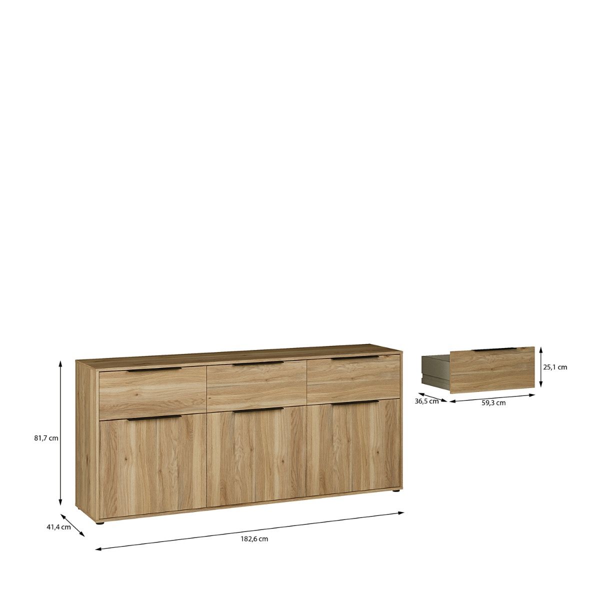 Orkney 3 Drawer Sideboard with 3 Doors