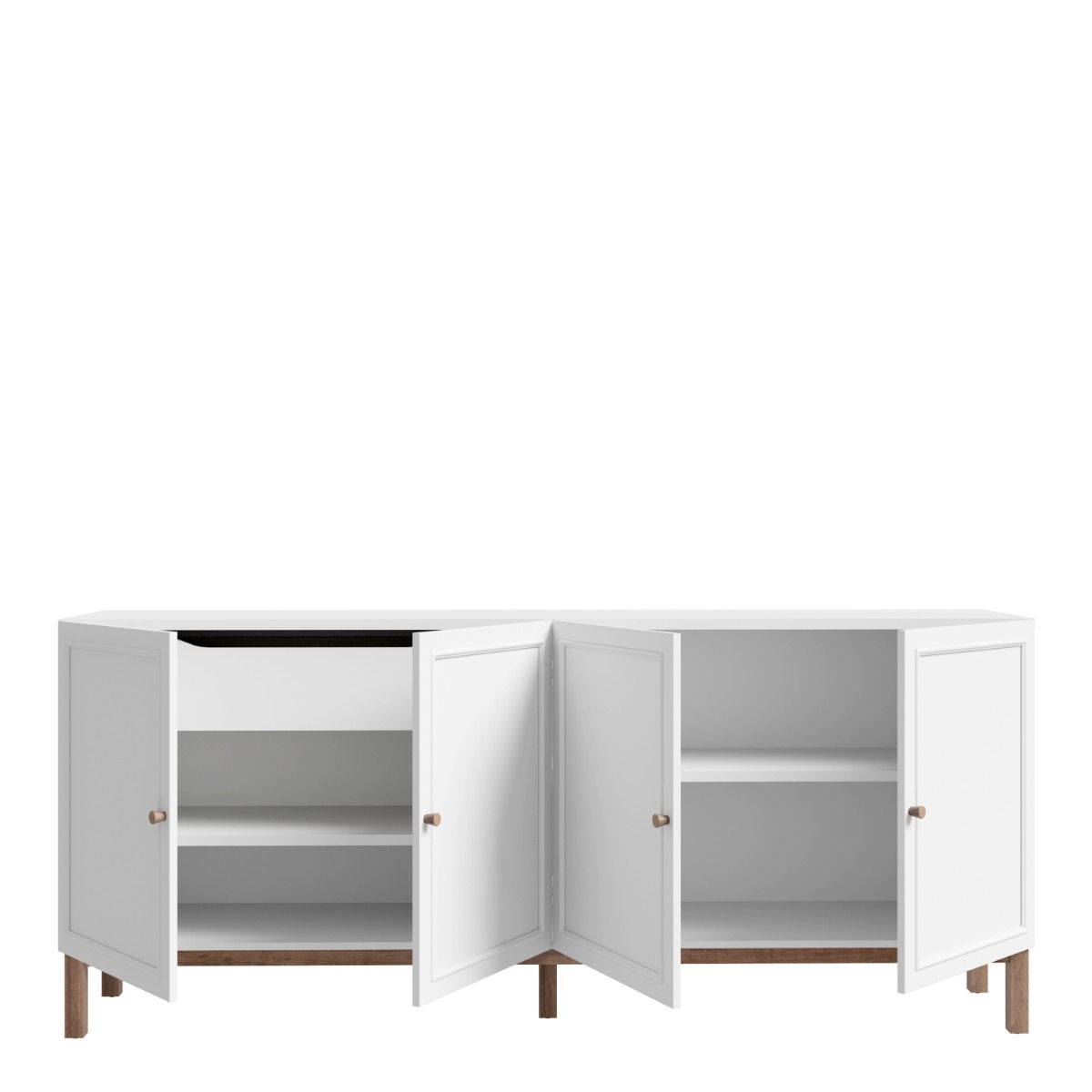 Wensley 4 Door 1 Drawer Sideboard in Light Grey and Brown