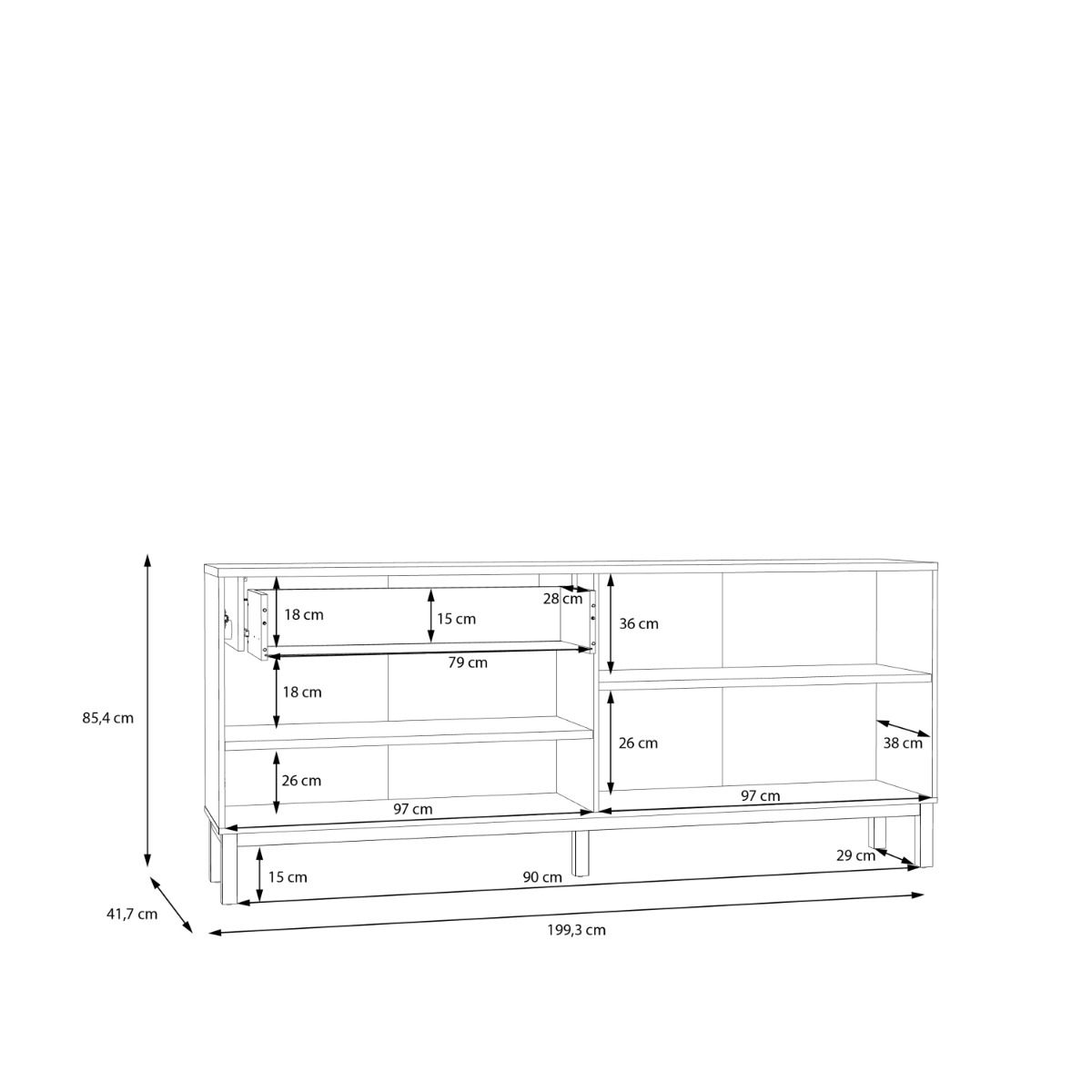 Wensley 4 Door 1 Drawer Sideboard in Light Grey and Brown