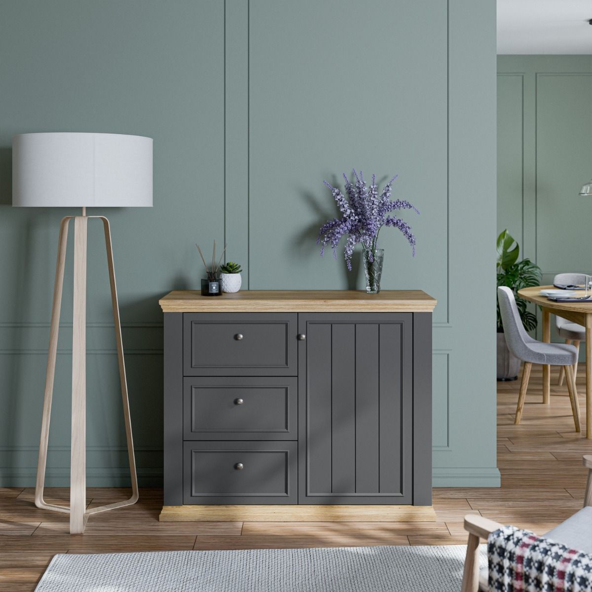 Pontypool 3 Drawer & 1 Door Sideboard