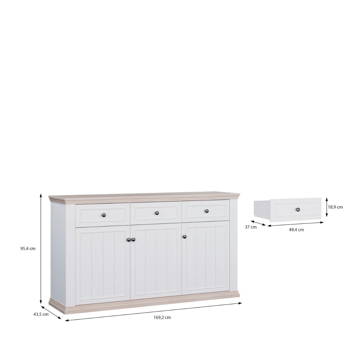 Pontypool 3 Drawer & 3 Door Sideboard