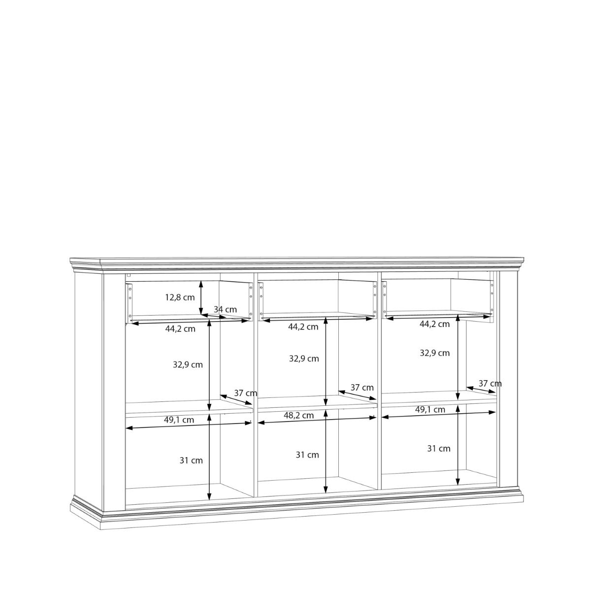 Pontypool 3 Drawer & 3 Door Sideboard