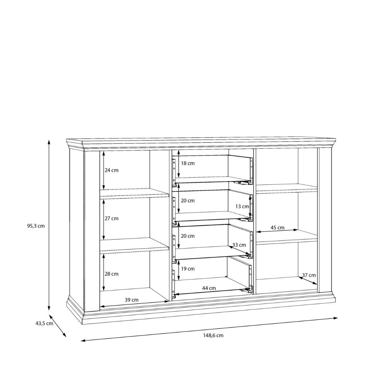 Pontypool 4 Drawer & 2 Door Sideboard