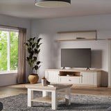 Pontypool Wide TV Unit with 2 Doors, Drawer & Open Shelf