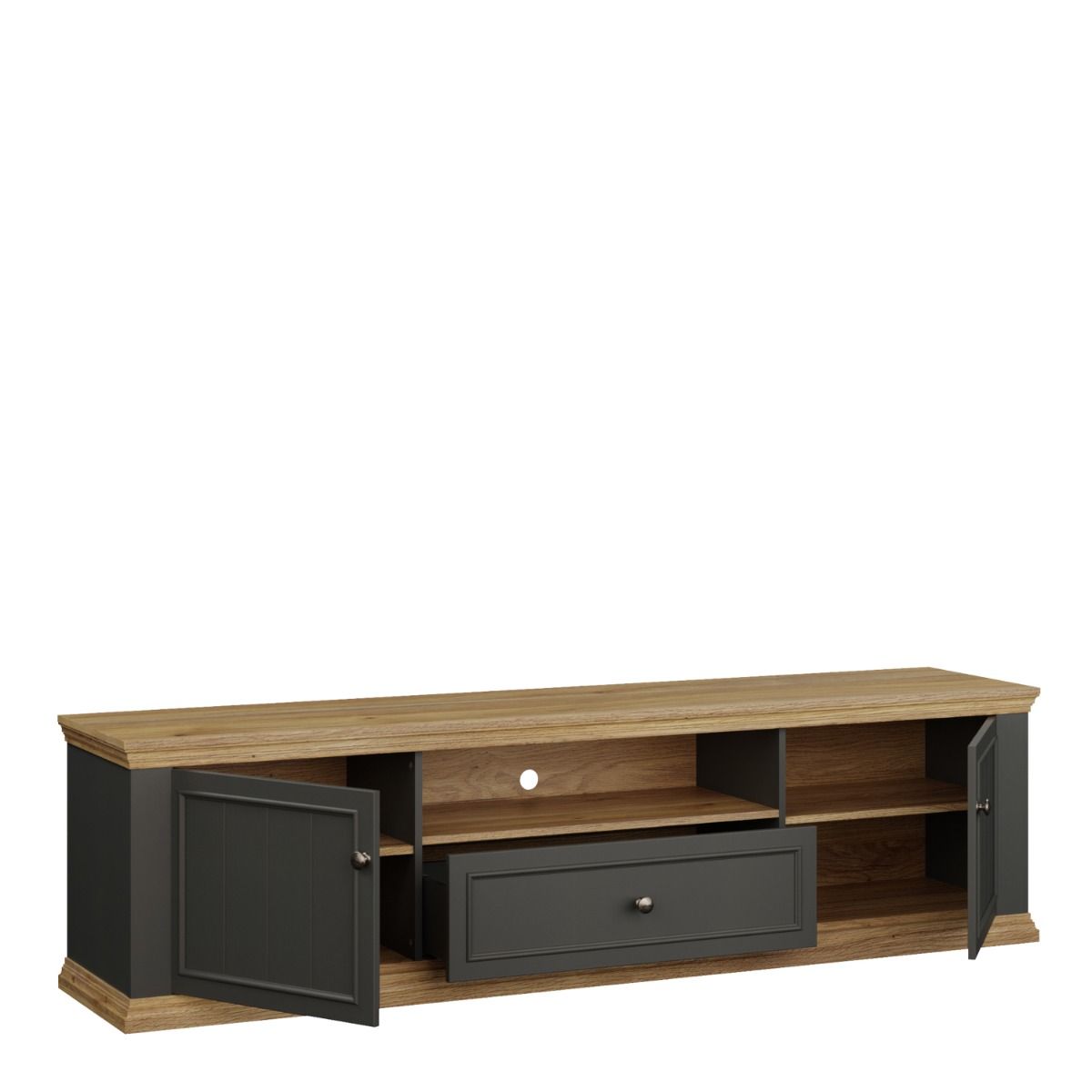 Pontypool Wide TV Unit with 2 Doors, Drawer & Open Shelf