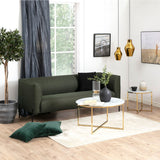 Alisma Round Coffee Table with White Crystal Clear Marble Glass Top & Gold Legs