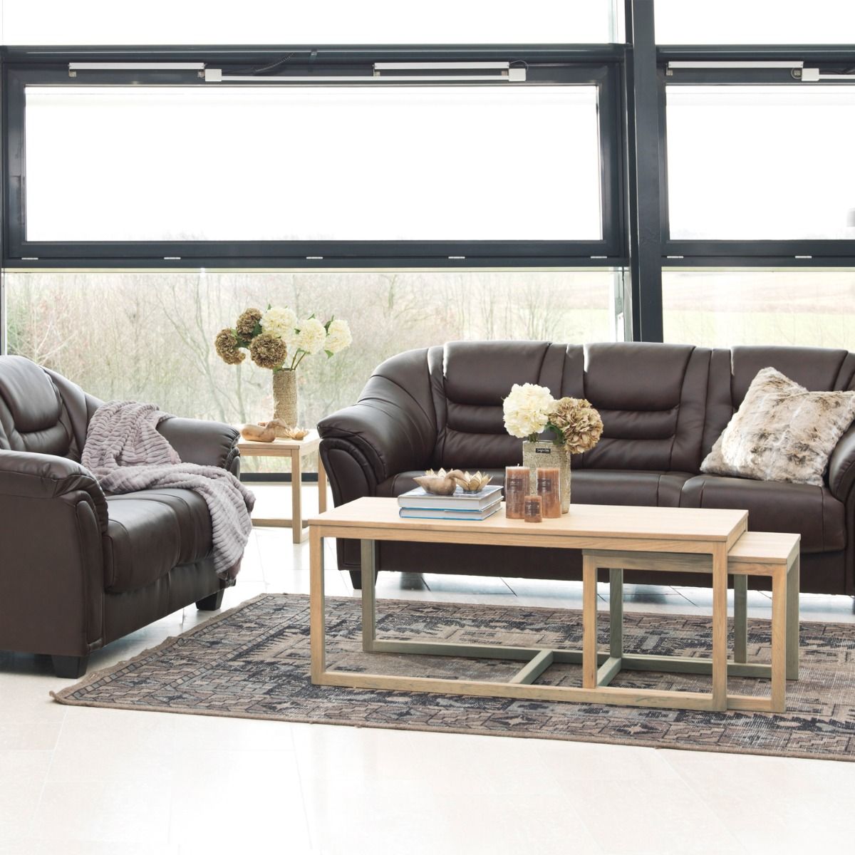 Cornus Coffee Table in Brown Set of 3
