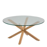 Heaven Round Coffee Table with Smoked Glass Top and Brown Legs