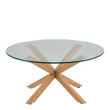 Heaven Round Coffee Table with Smoked Glass Top and Brown Legs