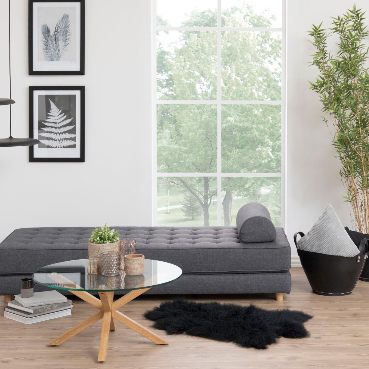 Heaven Round Coffee Table with Smoked Glass Top and Brown Legs