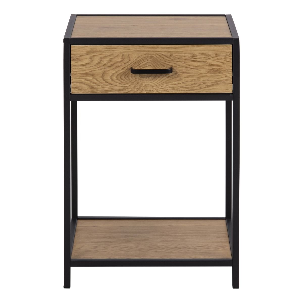 Seaford Bedside Table with 1 Drawer in Black & Brown