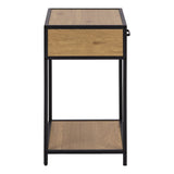 Seaford Bedside Table with 1 Drawer in Black & Brown