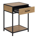 Seaford Bedside Table with 1 Drawer in Black & Brown