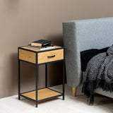 Seaford Bedside Table with 1 Drawer in Black & Brown
