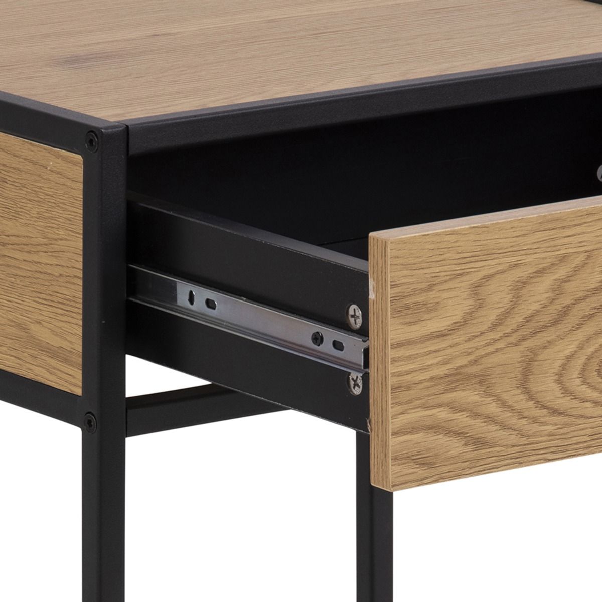 Seaford Bedside Table with 1 Drawer in Black & Brown