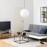 Seaford Black Metal Coffee Table with Brown Top