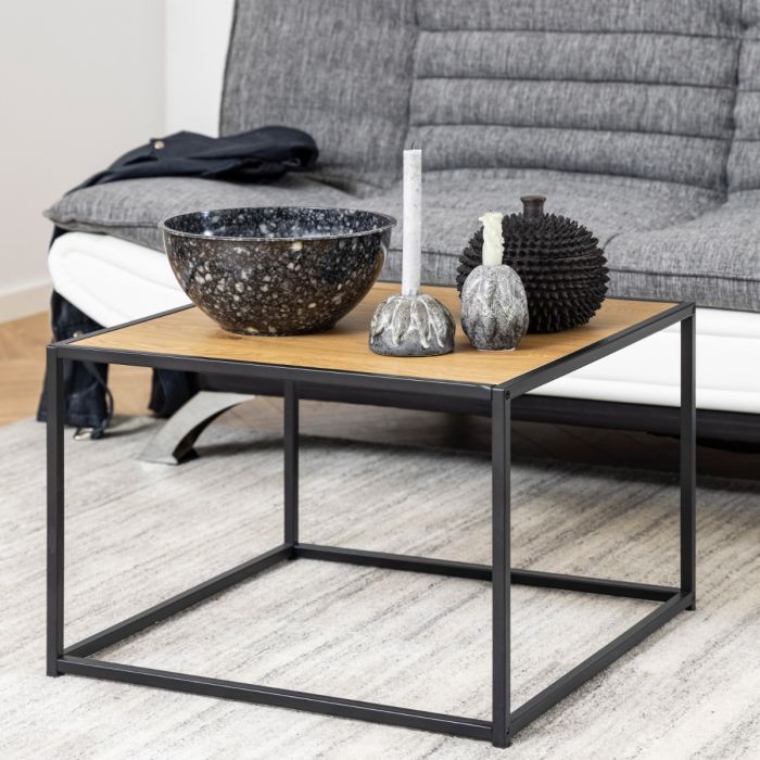 Seaford Black Metal Coffee Table with Brown Top