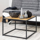 Seaford Black Metal Coffee Table with Brown Top