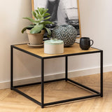 Seaford Black Metal Coffee Table with Brown Top