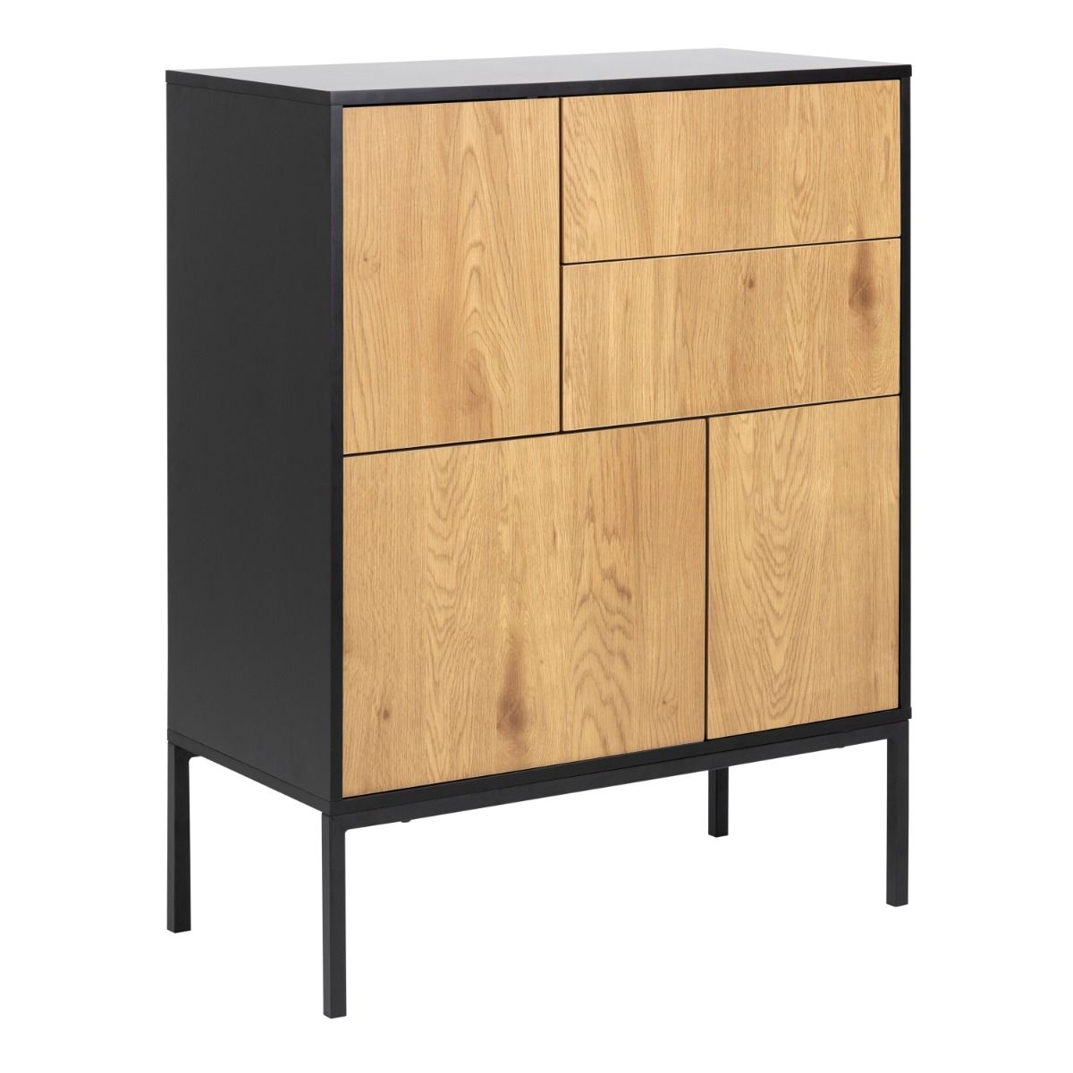 Seaford 3 Door 2 Drawer Sideboard in Black & Brown
