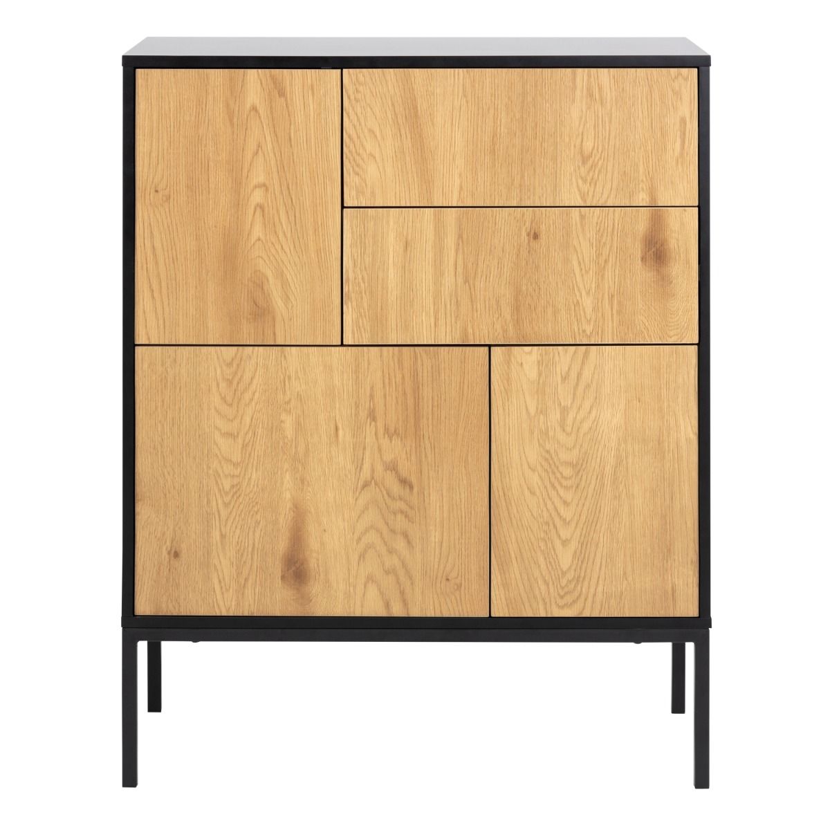Seaford 3 Door 2 Drawer Sideboard in Black & Brown